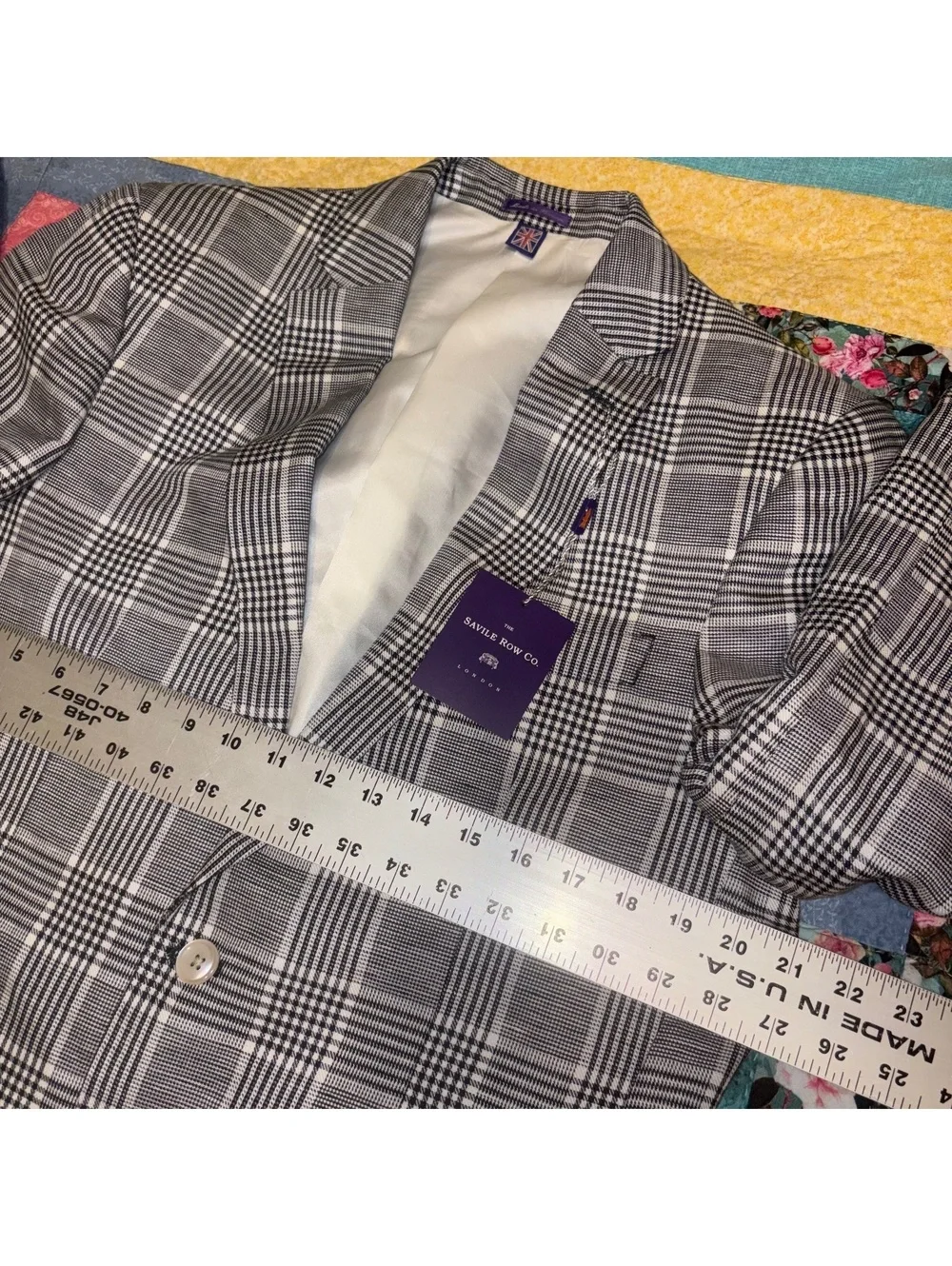 The Savile Row Co. NEW $160 Bromley Slim Men's Blazer Jacket 40L Gray Plaid NWT